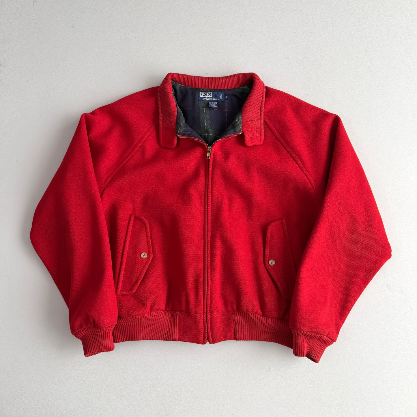 VNTG Polo Ralph Lauren (XL) Fire Engine Red Wool Raglan Sleeve Jacket