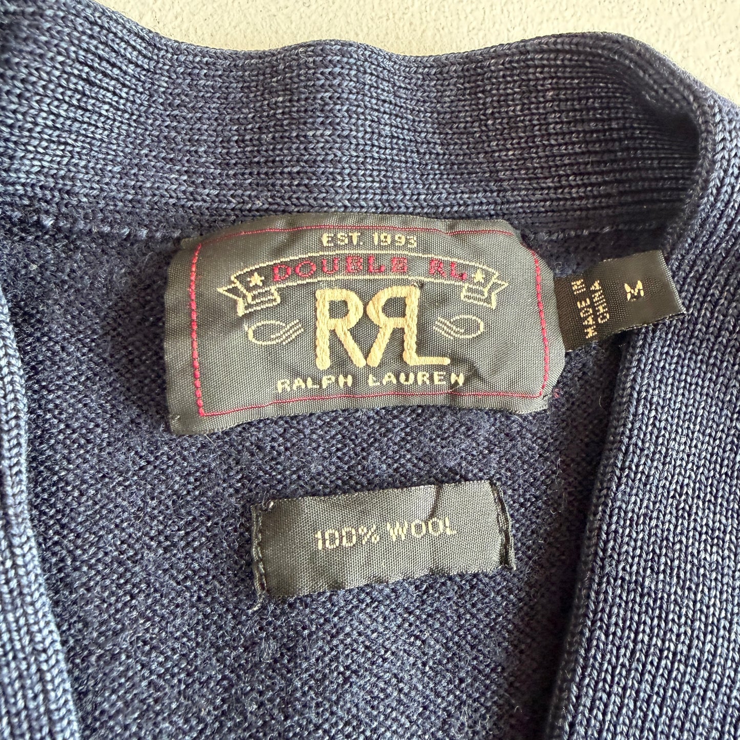 RRL Ralph Lauren (M) Indigo-Dyed Blue 100% Wool Cardigan Sweater