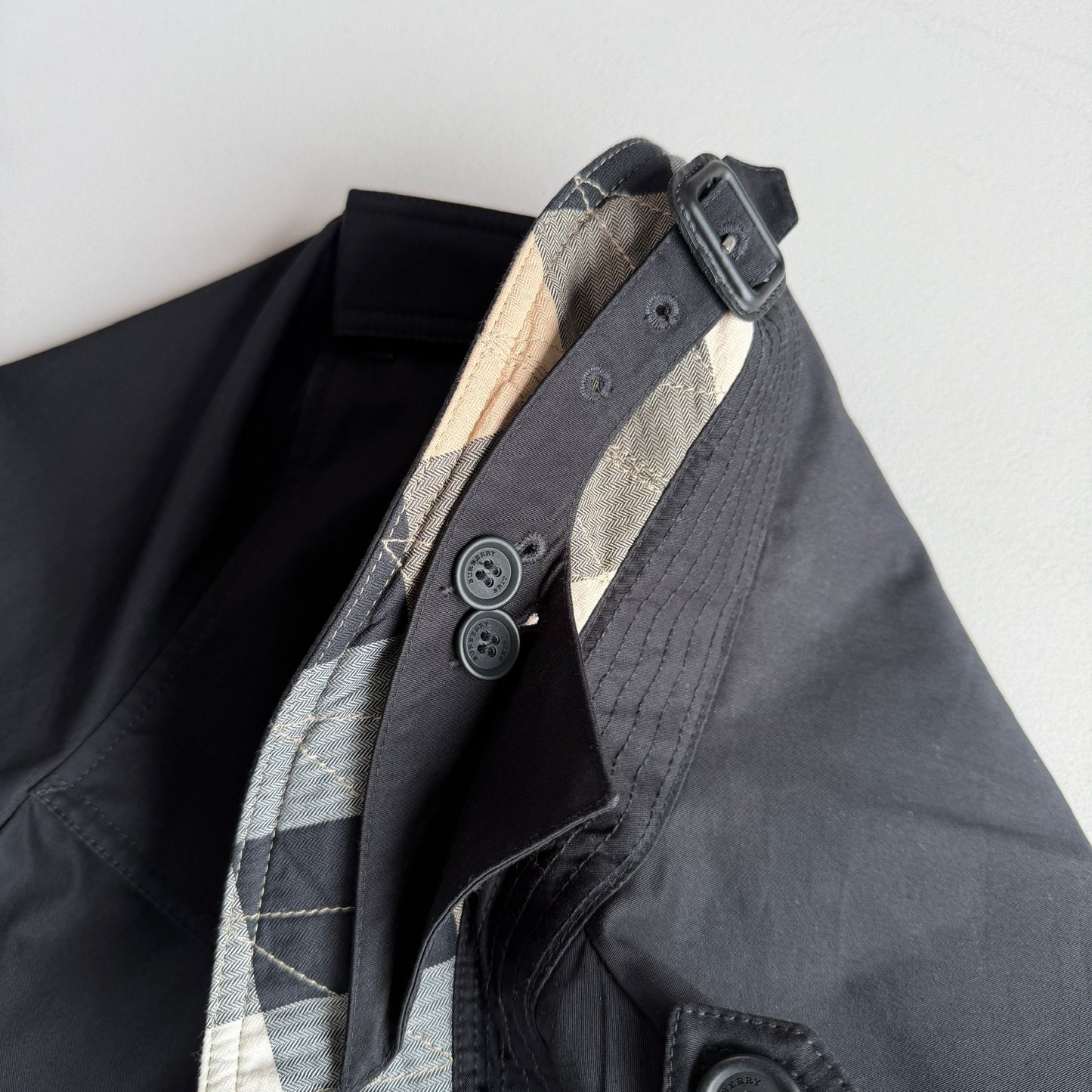 Burberry Brit (XL) 100% Cotton Twill Black Trench Coat