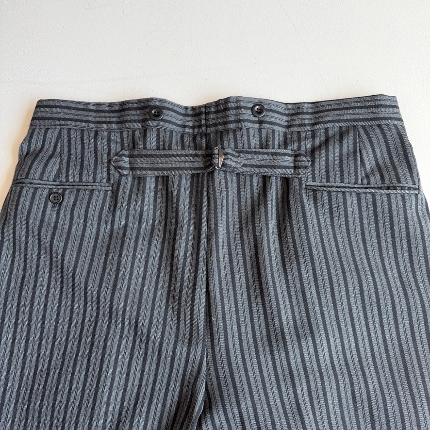 VNTG Polo Ralph Lauren (36x32) Wool French Workwear Stripe Back Cinch Trouser Pants