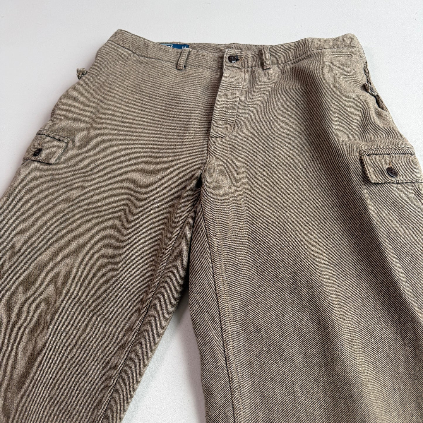VNTG Polo Ralph Lauren (36x33) Taupe Cotton Twill Cargo Utility Pants