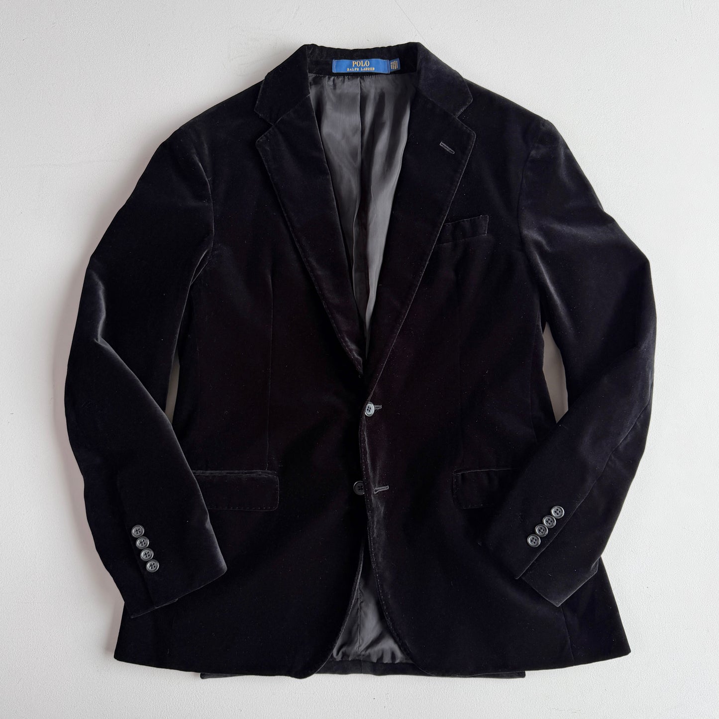 Polo Ralph Lauren (40R) Black Velvet Velour 100% Cotton Sport Coat