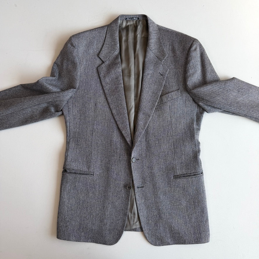 Valentino Uomo (44L) Wool Silk Herringbone Unvented Two Button Sport Coat
