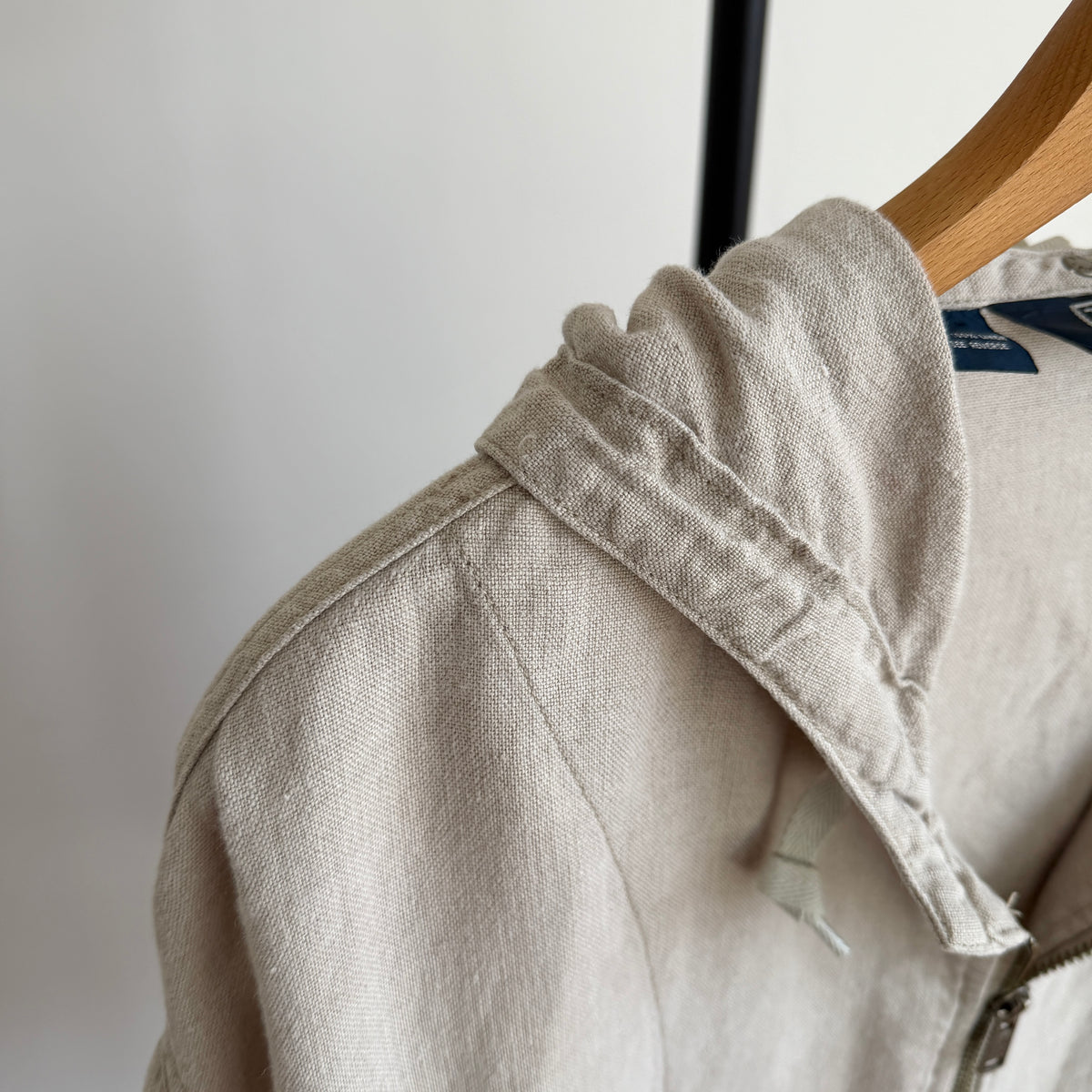 VNTG Polo Ralph Lauren (L) 100% Linen Almond-Color Zip Hooded Jacket