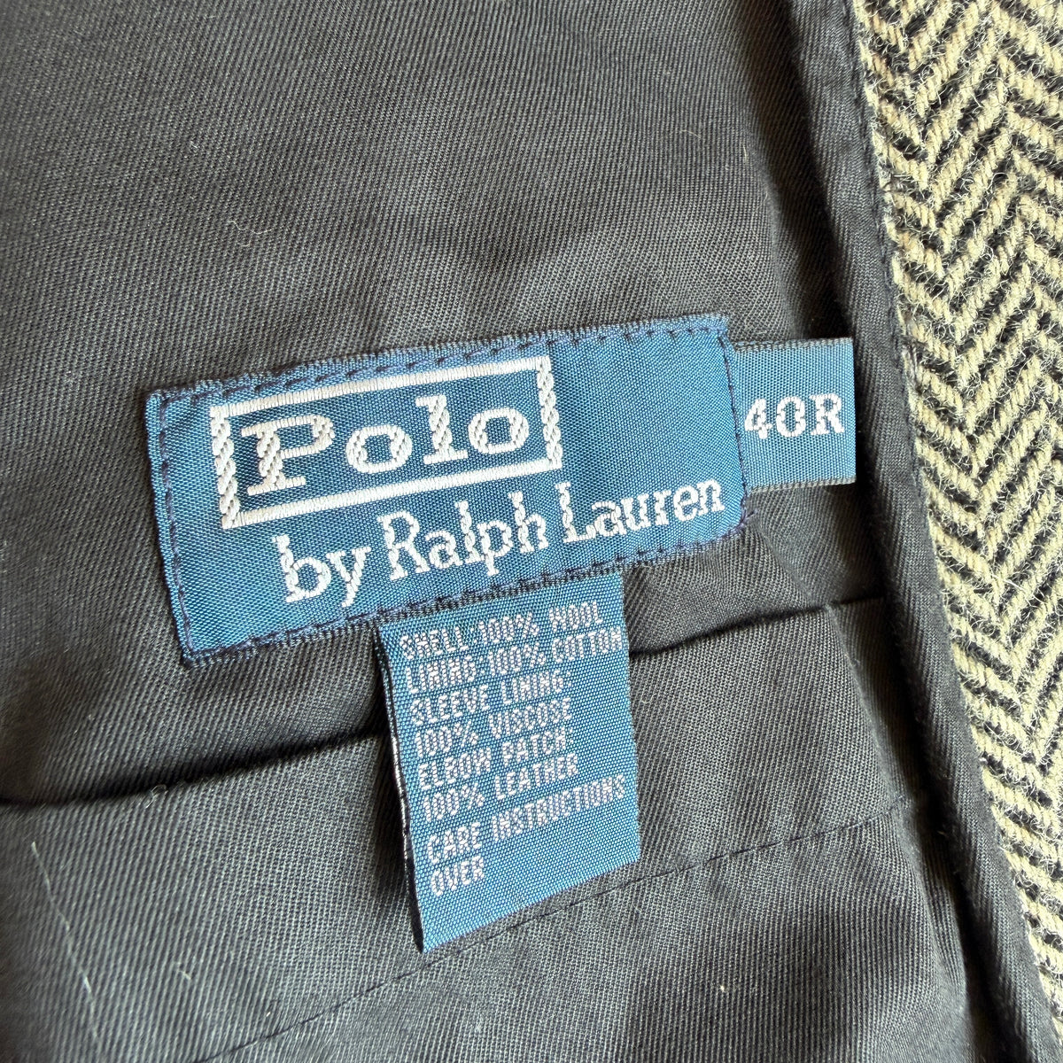 Polo Ralph Lauren (40R) Half-Norfolk Wool Tweed Leather Trim Sport Coat