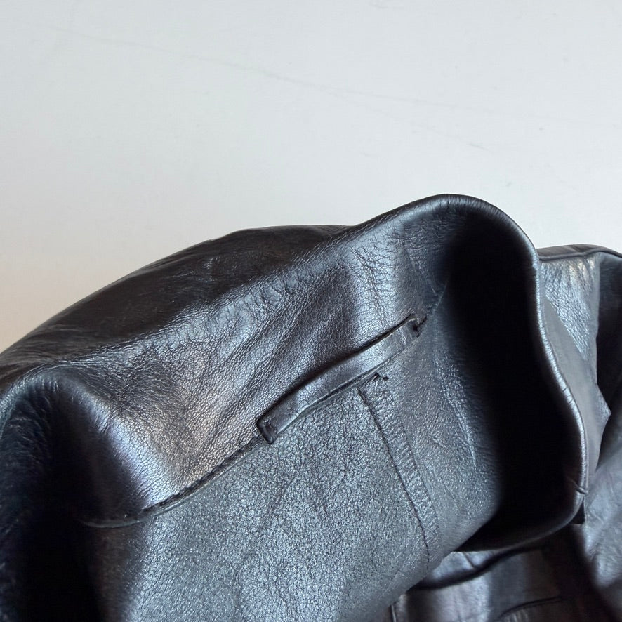 Gucci (48IT) Leather Unlined Black Surgeon Cuff Sport Coat