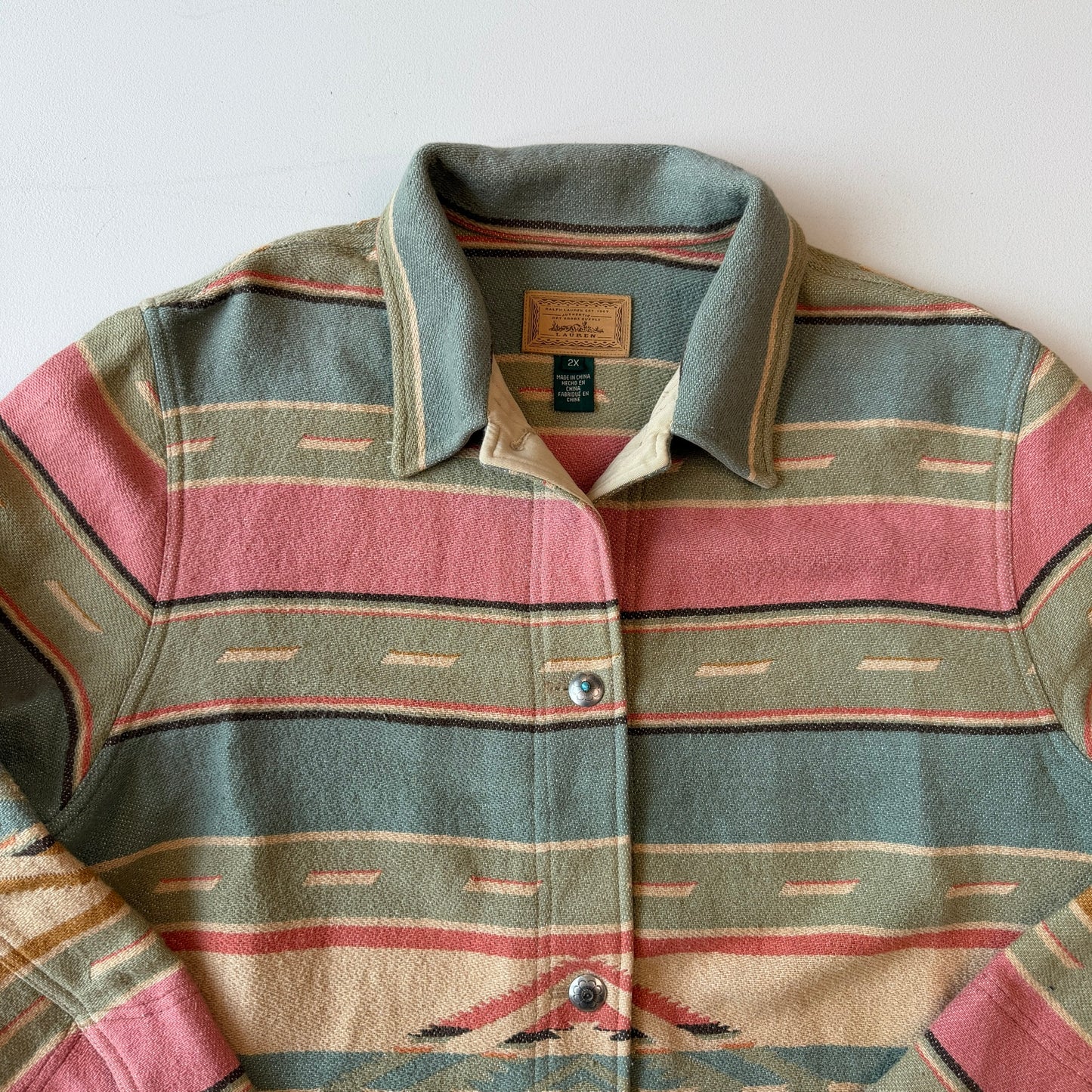 VNTG Lauren Ralph Lauren (2X) Southwest Cotton Blanket Jacket