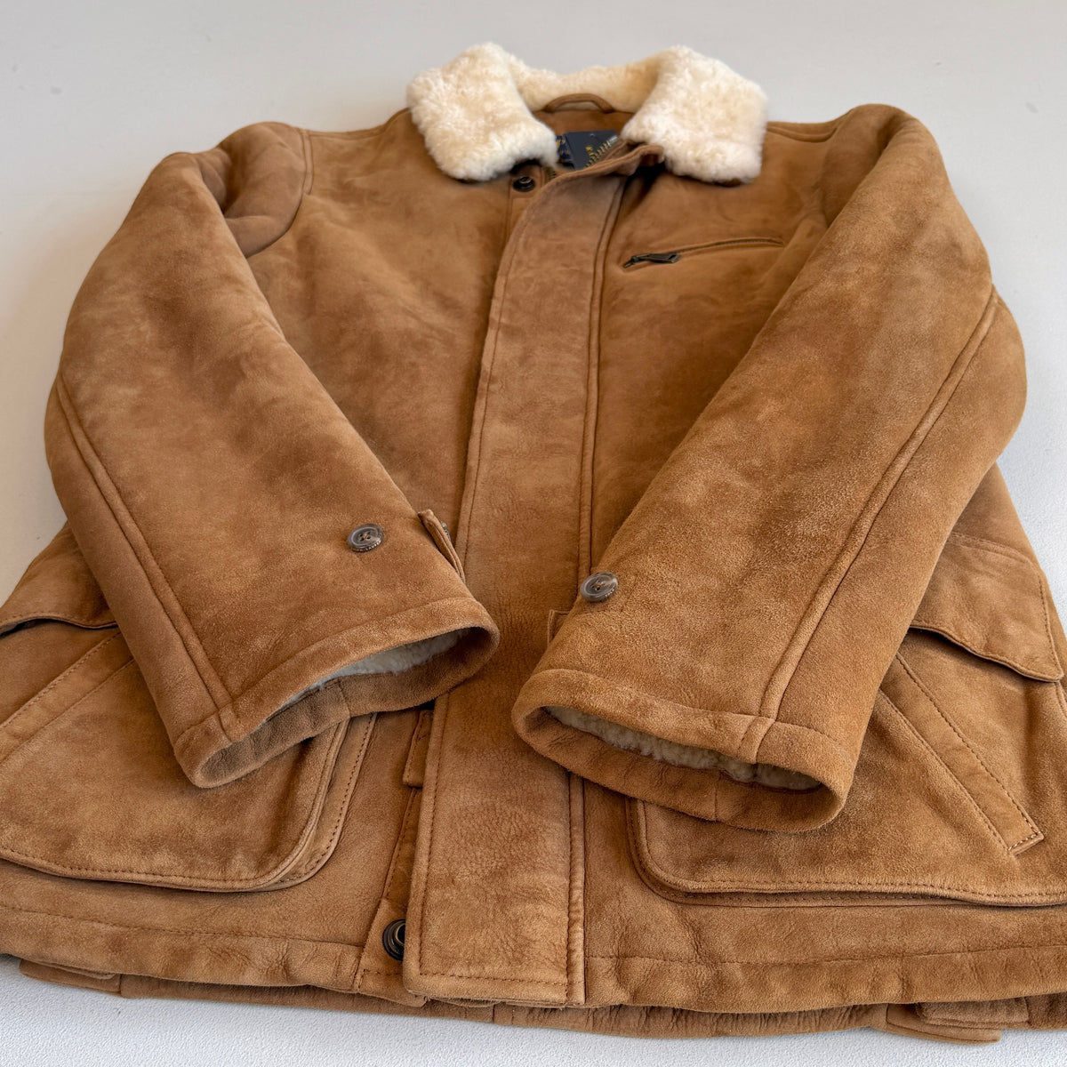 NWT Polo Ralph Lauren (S) Shearling Lamb Suede Leather Car Coat