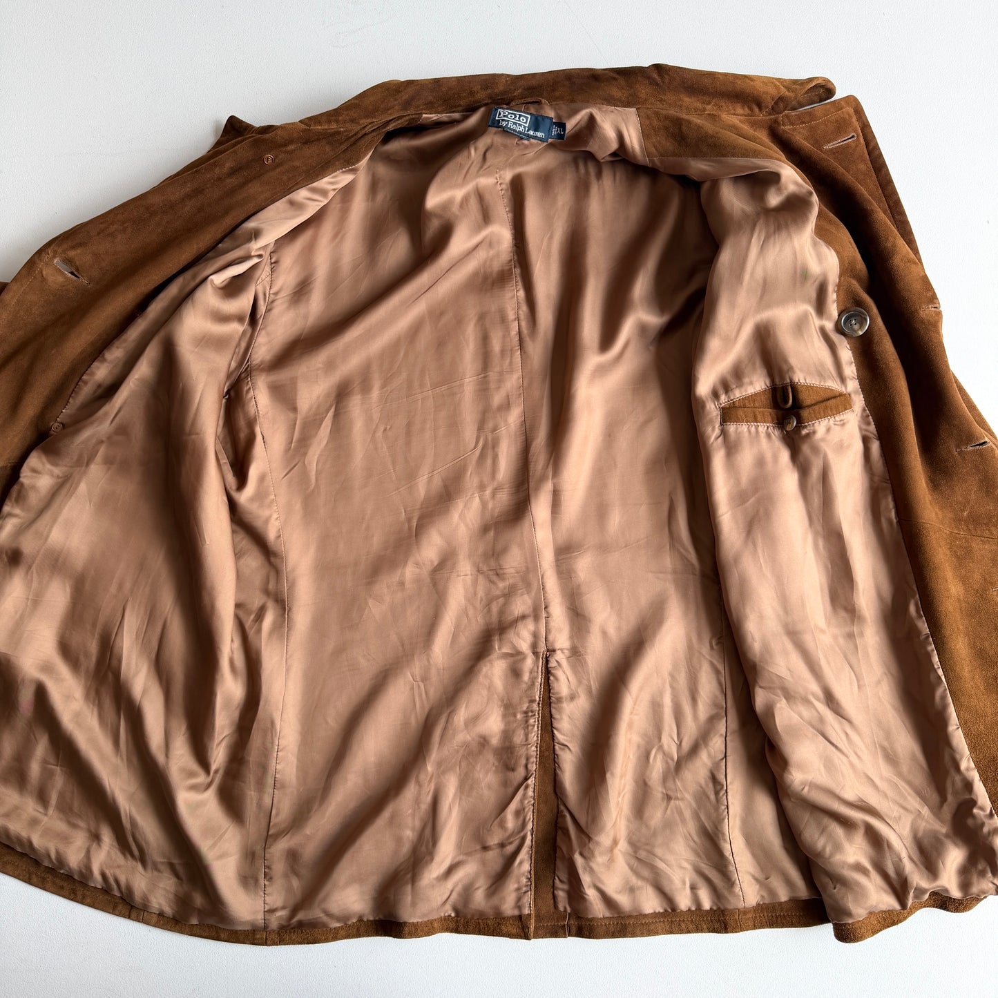 Polo Ralph Lauren (XL) Double Breasted Suede Leather Tawny Brown Coat