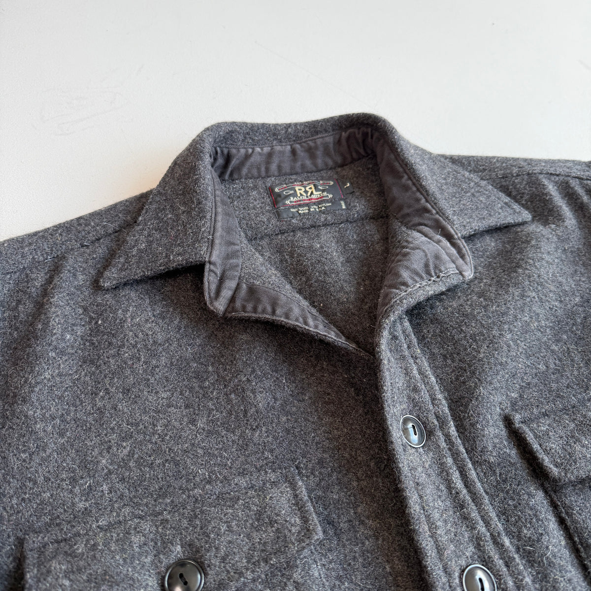 VNTG RRL Ralph Lauren (L) Charcoal Gray Wool Blend Overshirt