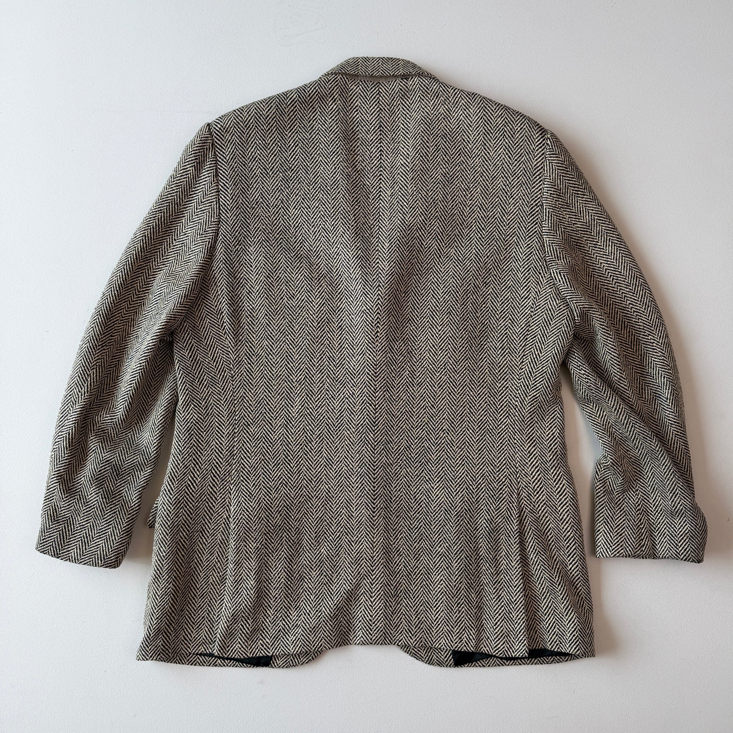 VNTG Polo Ralph Lauren (40R) 100% Silk Herringbone Beige/Black Sports Coat
