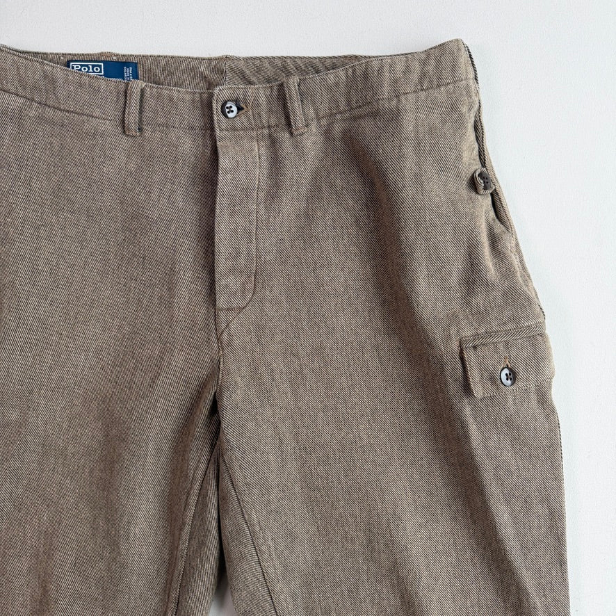 VNTG Polo Ralph Lauren (36x33) Taupe Cotton Twill Cargo Utility Pants