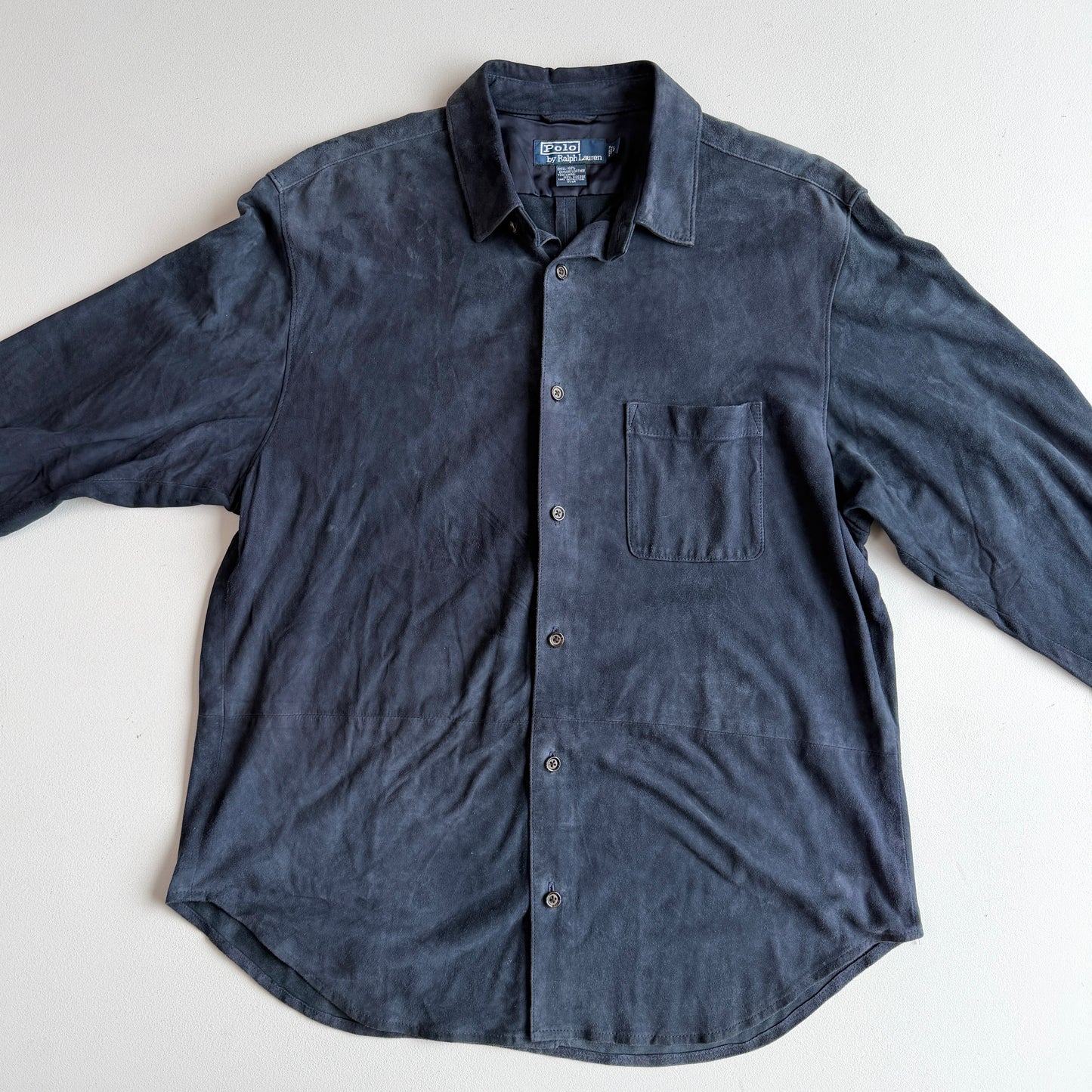 Polo Ralph Lauren (L) Slate Blue Suede Leather Button Shirt