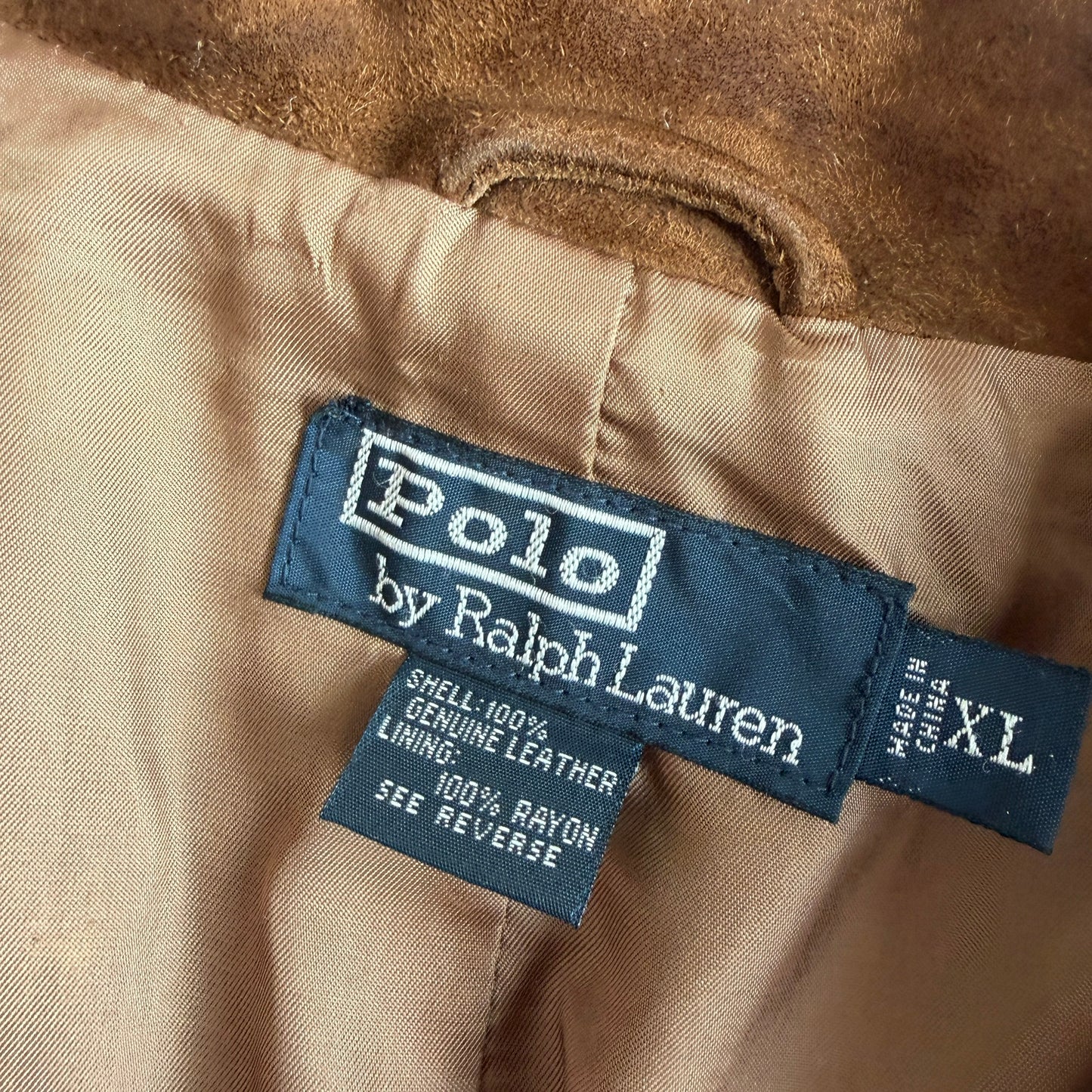 Polo Ralph Lauren (XL) Double Breasted Suede Leather Tawny Brown Coat