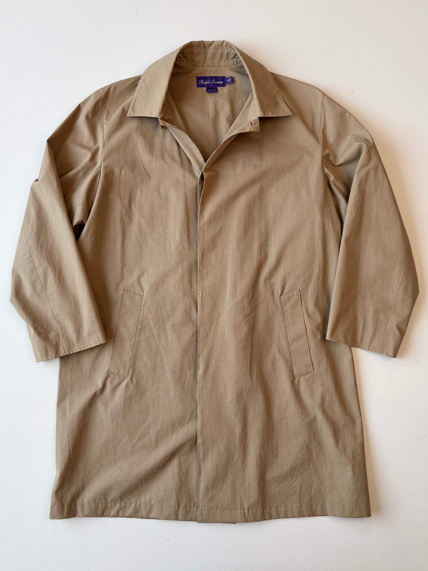 Ralph Lauren Purple Label (L) 100% Cotton Khaki Car Coat