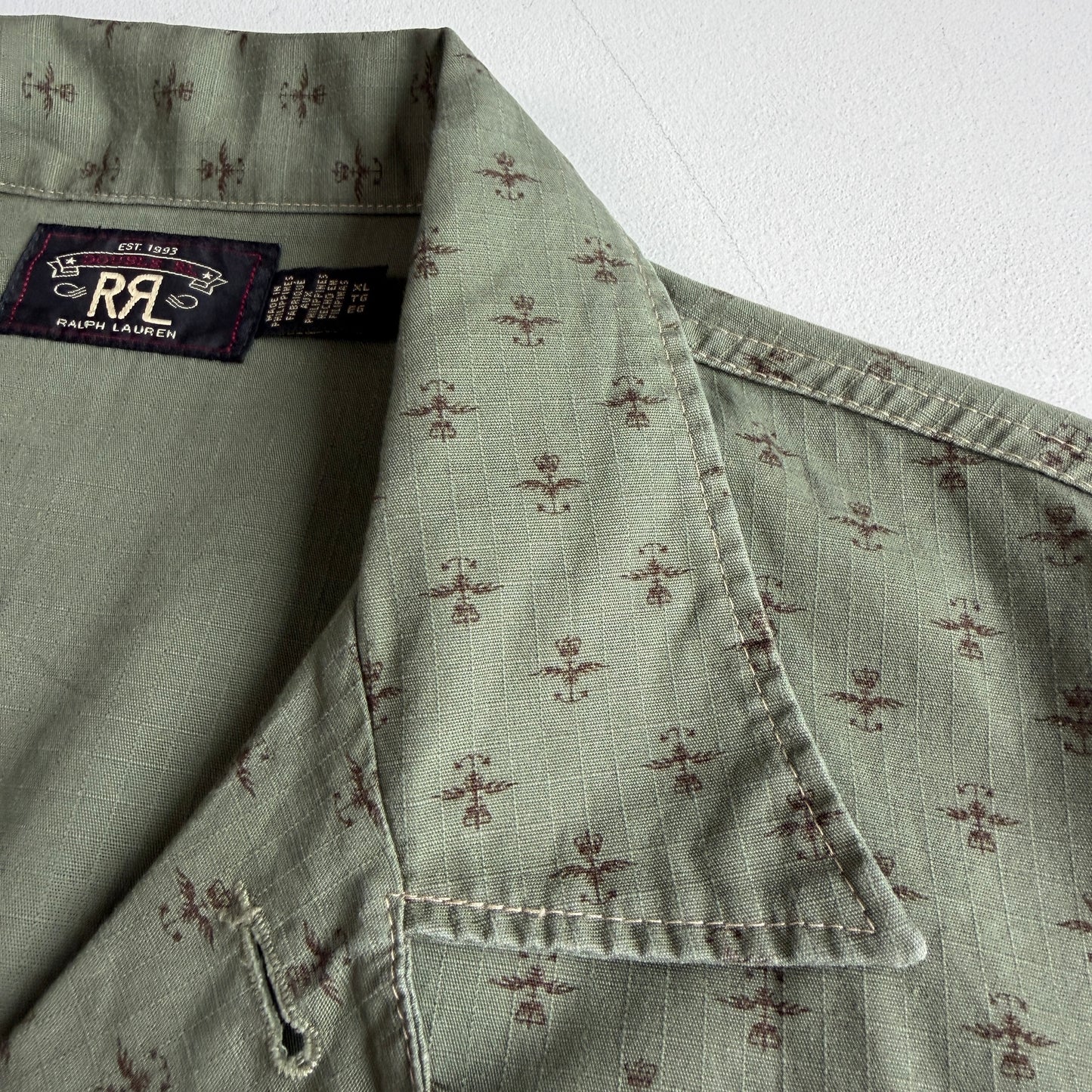 NWOT RRL Ralph Lauren (XL) Evanston Cotton Ripstop Short Sleeve Camp Shirt