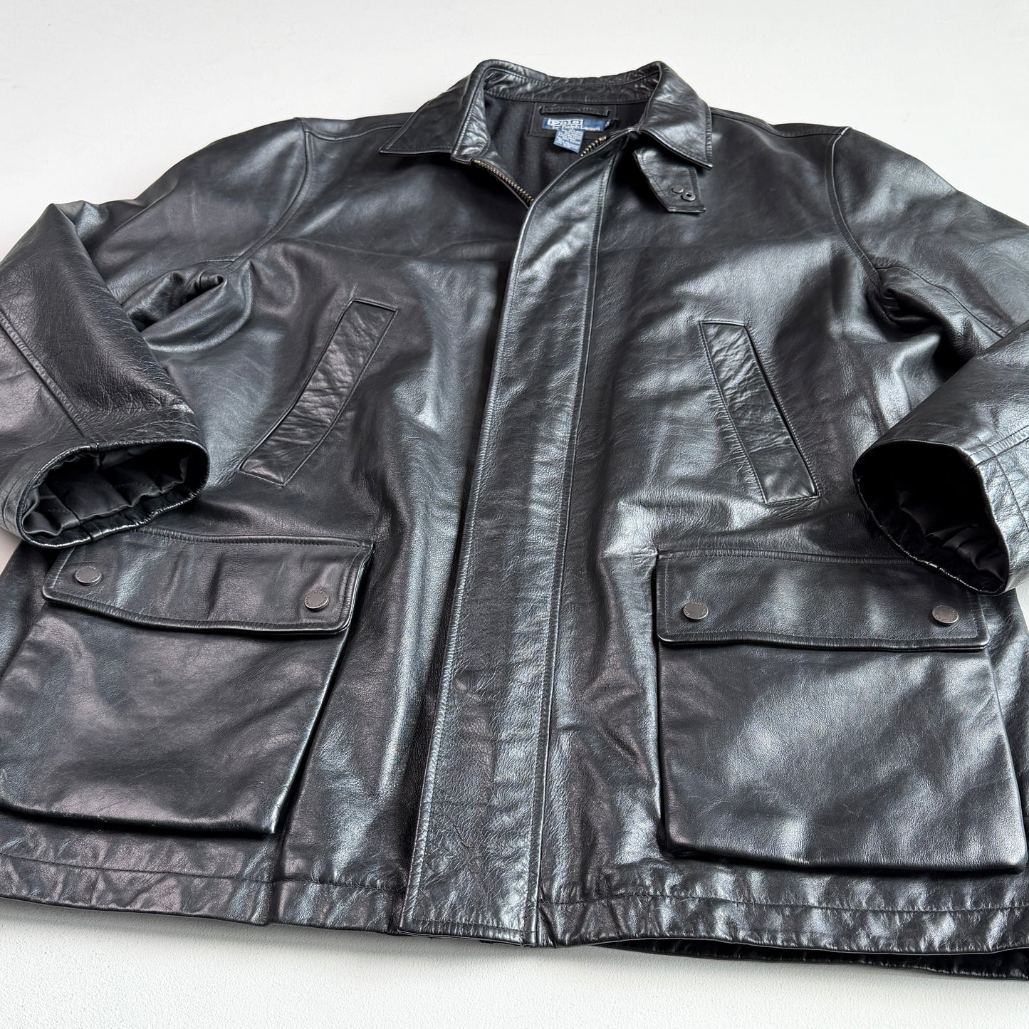 Polo Ralph Lauren (XL) Black Leather Field Coat