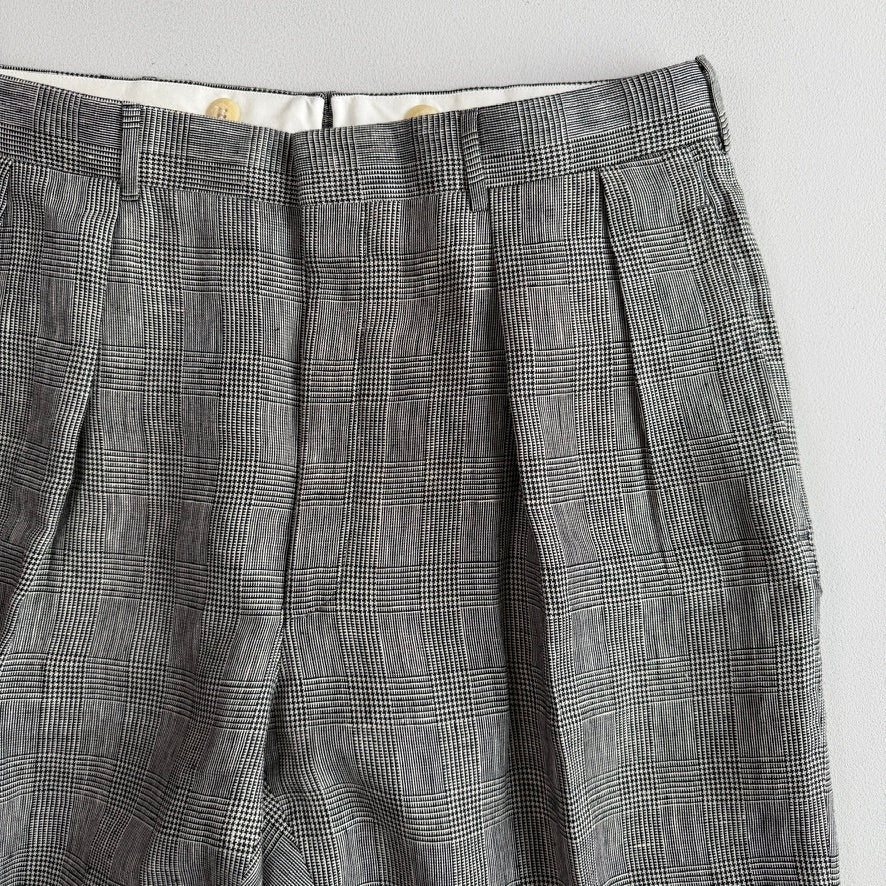 Polo Ralph Lauren (32x32) Gray Flax/Linen Glen Plaid Pleated Pants Trousers