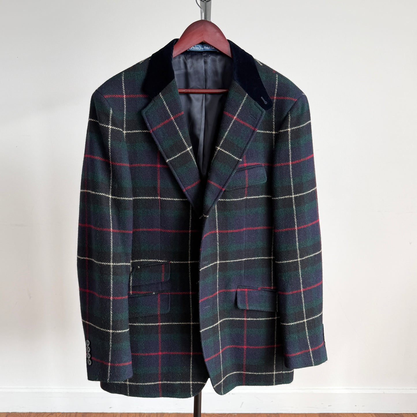 Polo Ralph Lauren (44L) Tartan Velvet Collar Moon Woven Tweed Wool Sport Coat
