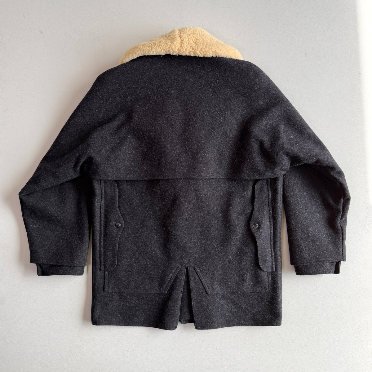 Filson (L) Shearling Collar Charcoal Mackinaw Wool Packer Coat