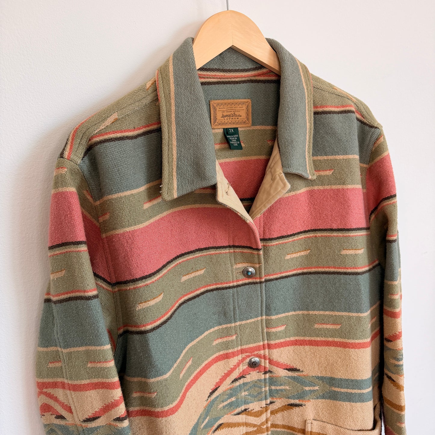 VNTG Lauren Ralph Lauren (2X) Southwest Cotton Blanket Jacket