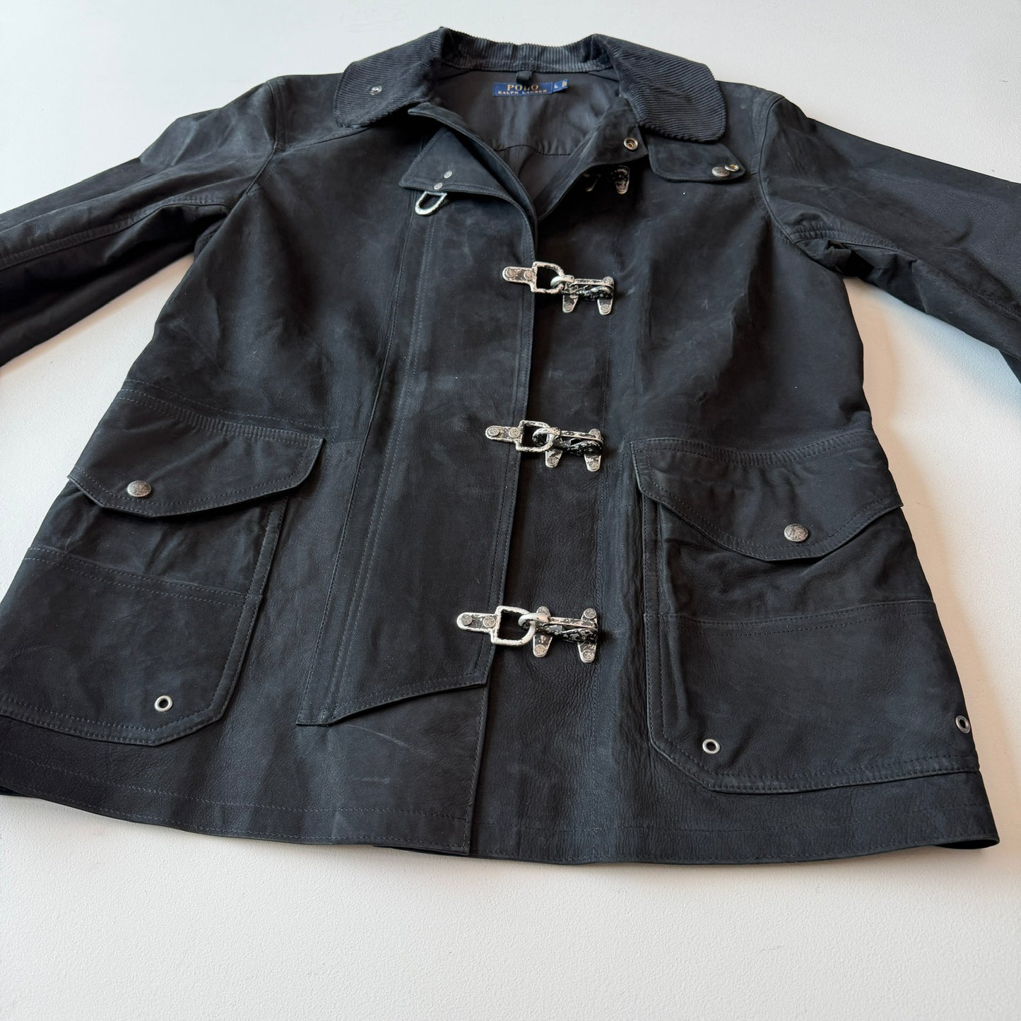 Polo Ralph Lauren (L) Leather Fireman Lobester Claw Coat