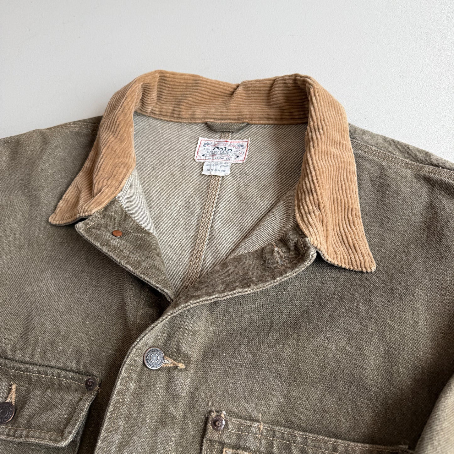 VNTG Polo Ralph Lauren (XL) Sage Green Denim Western Trucker Jacket