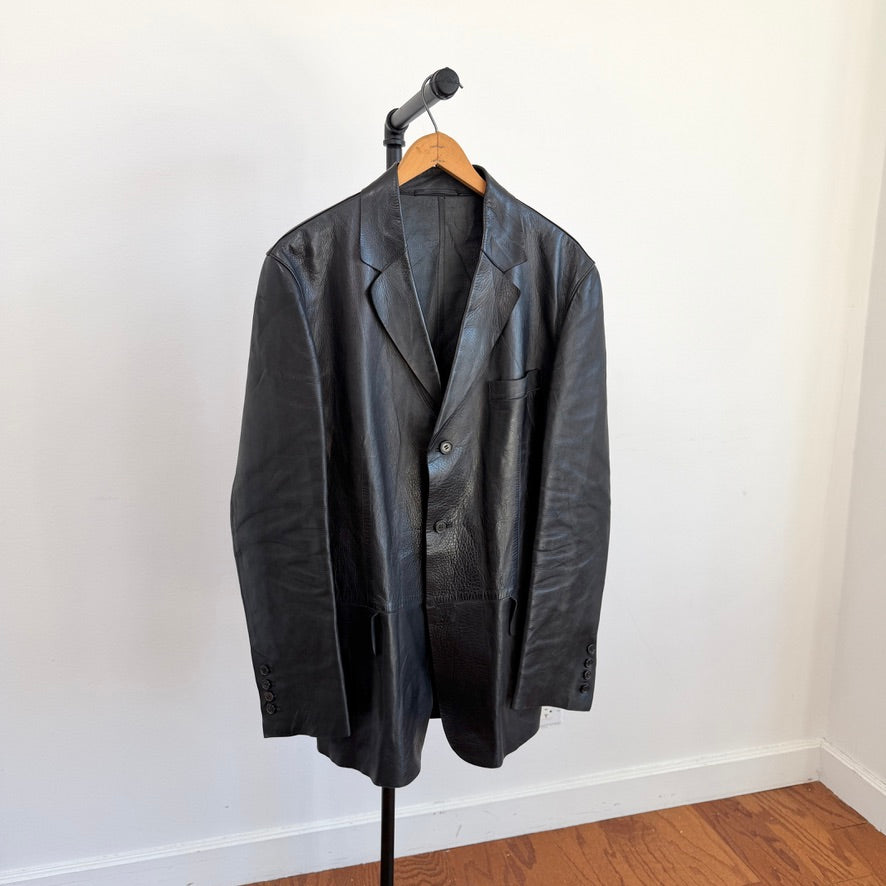Gucci (48IT) Leather Unlined Black Surgeon Cuff Sport Coat