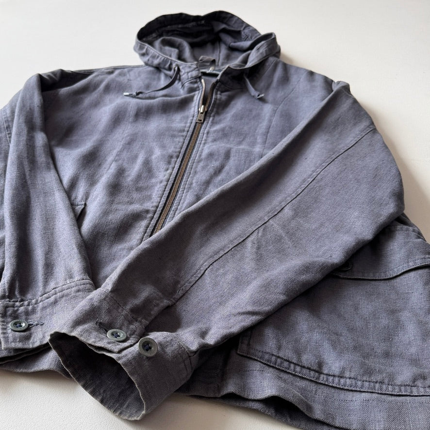 VNTG Polo Ralph Lauren (M) 100% Linen Slate Blue Hooded Jacket