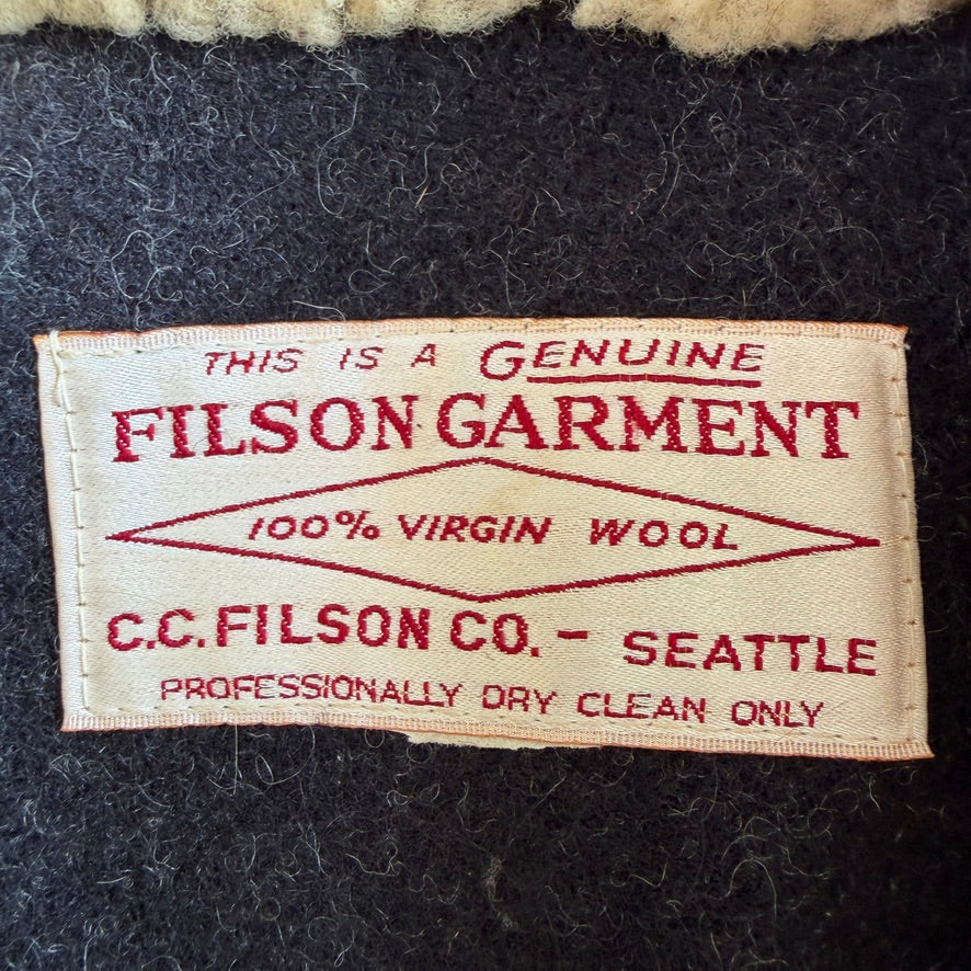 Filson (L) Shearling Collar Charcoal Mackinaw Wool Packer Coat