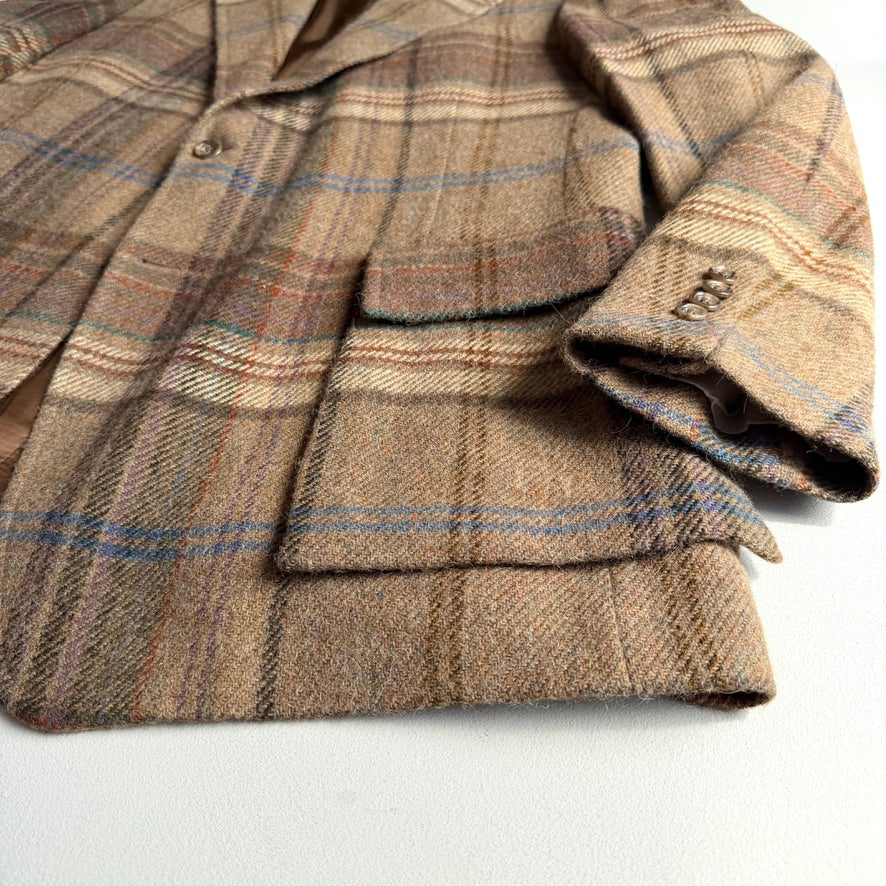 Polo Ralph Lauren (46L) Wool/Alpaca Tweed Blue/Purple Overcheck Sport Coat