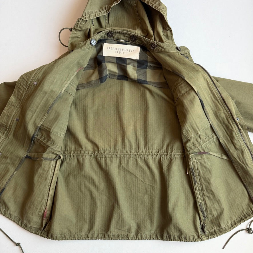Burberry Brit (L) Military Green Cotton Herringbone Field Jacket