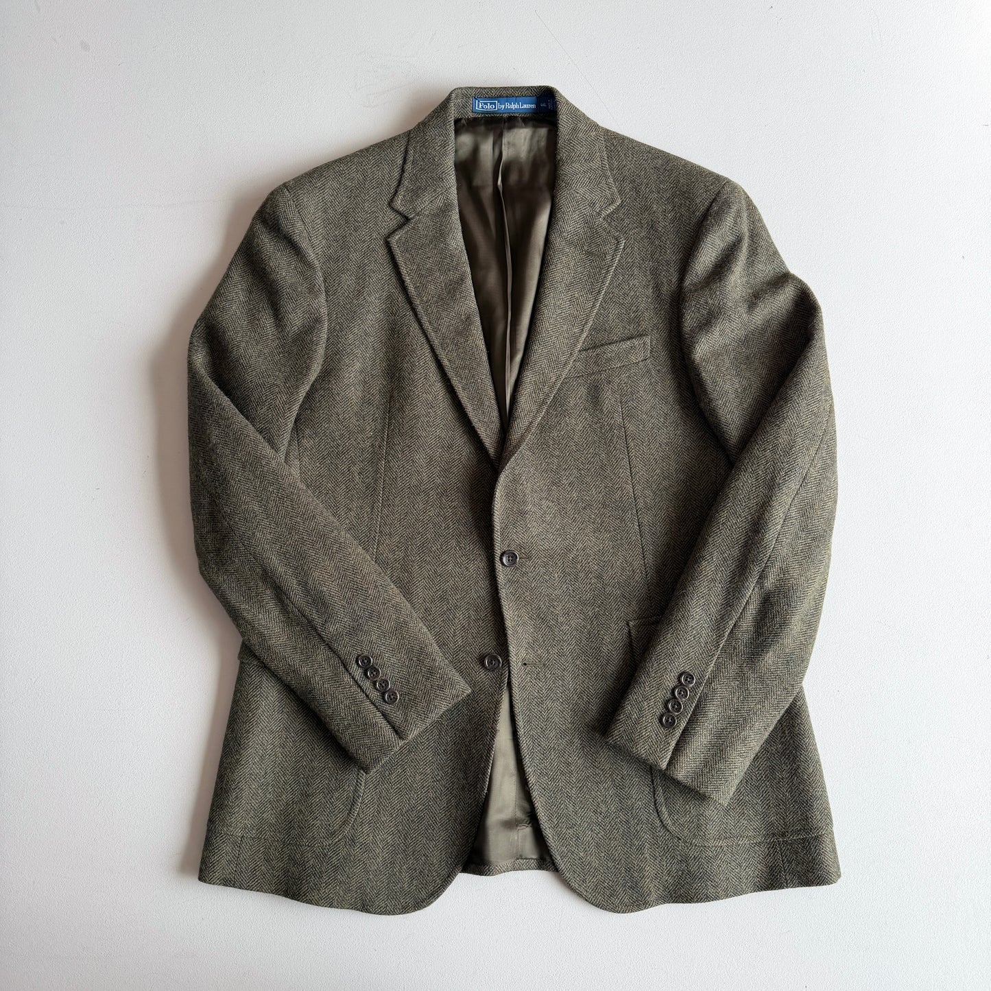 NWOT Polo Ralph Lauren (44L) Olive Green Wool/Cotton Tweed Moon Mill Fabric Sport Coat