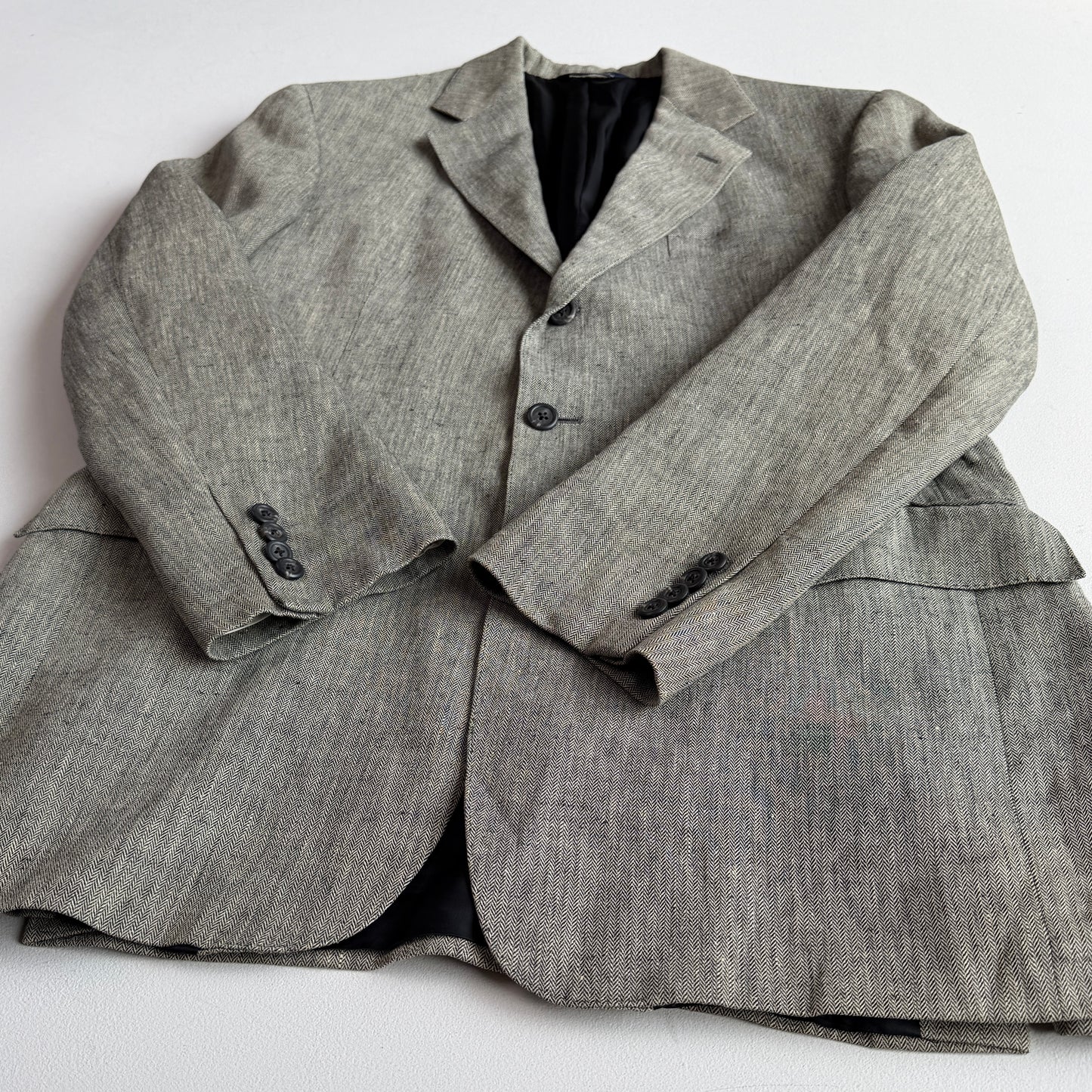 VNTG Ralph Lauren Pre-Purple Label (44L) 100% Linen Spalla Camicia Sport Coat