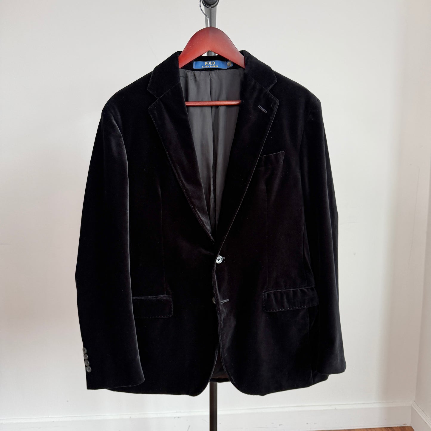 Polo Ralph Lauren (40R) Black Velvet Velour 100% Cotton Sport Coat