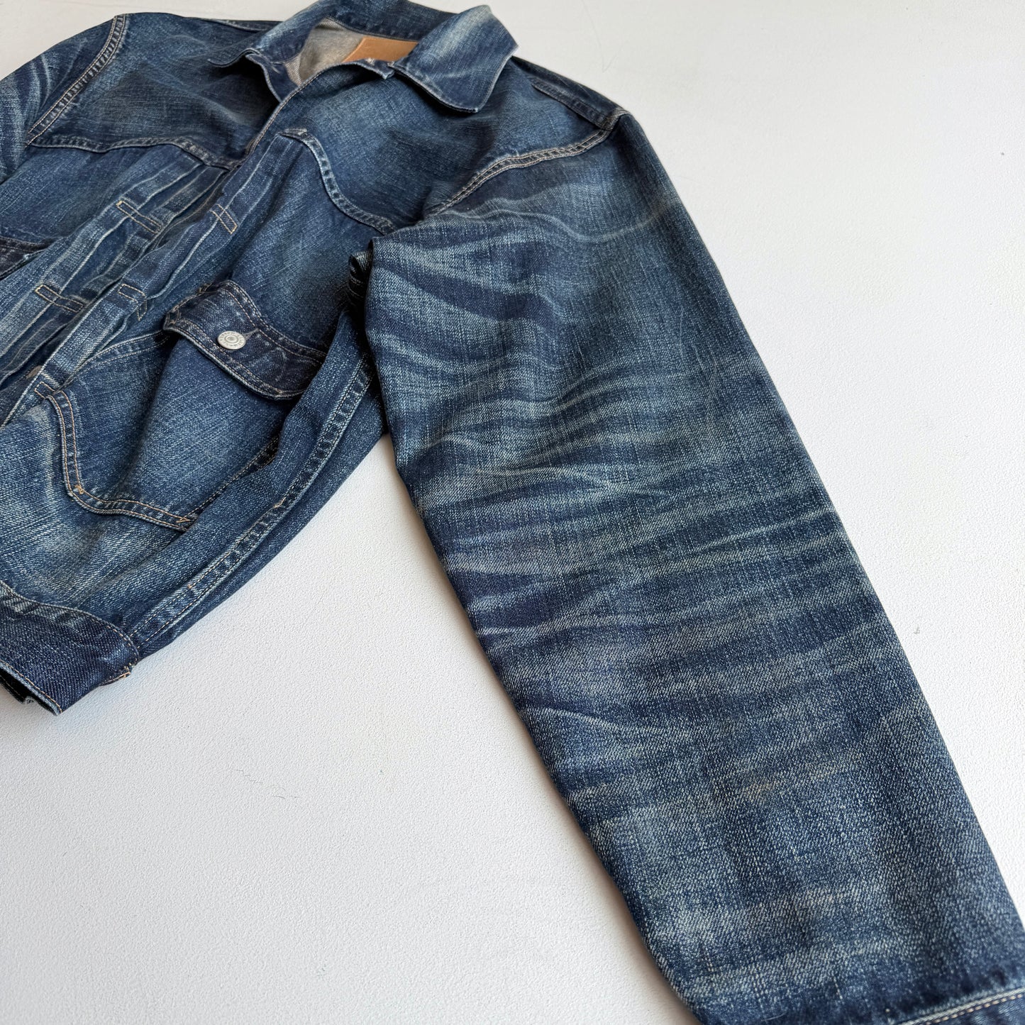 RRL Ralph Lauren (XL) Type II Faded Indigo Denim Trucker Jacket