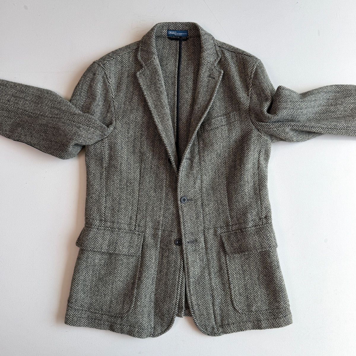 Polo Ralph Lauren (40R) Half-Norfolk Wool Tweed Leather Trim Sport Coat