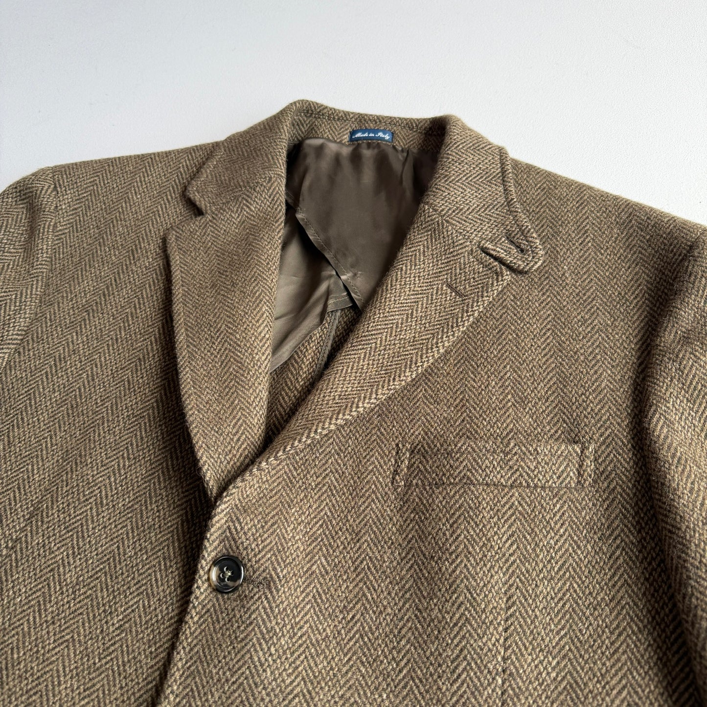 Polo Ralph Lauren (L / 43L) Olive Herringbone/Birdseye Tweed Wool Hacking Jacket