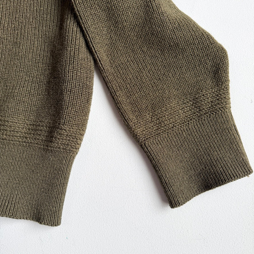 VNTG LL Bean (L) "Jeep" WWII Wool Olive Green Henley Sweater