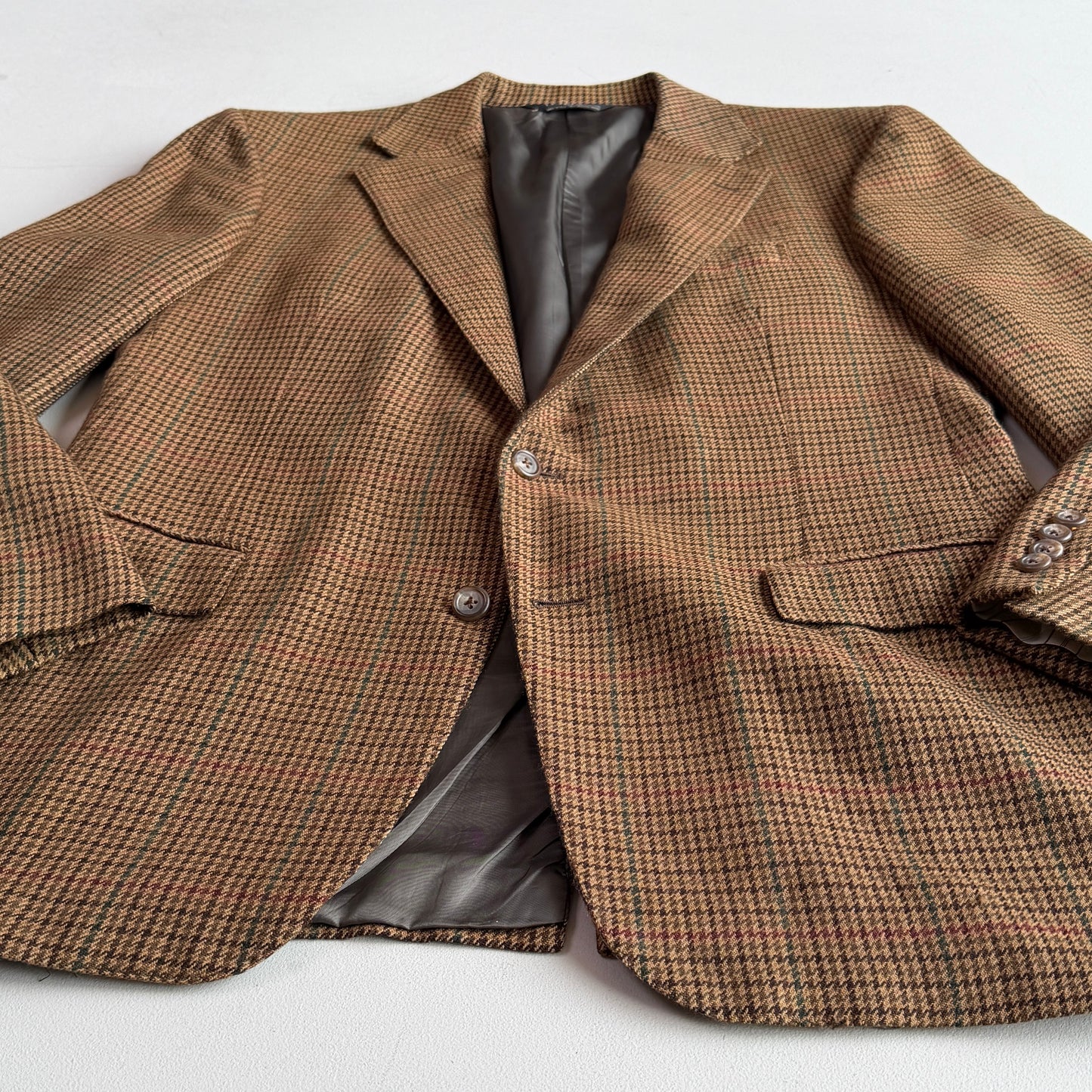 VNTG Polo Ralph Lauren (42L) Wool Houndstooth Overcheck Sports Coat