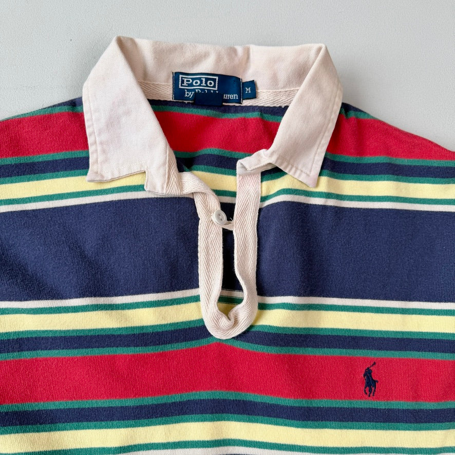 VNTG Polo Ralph Lauren (M) Y2K Striped Cotton Rugby Shirt