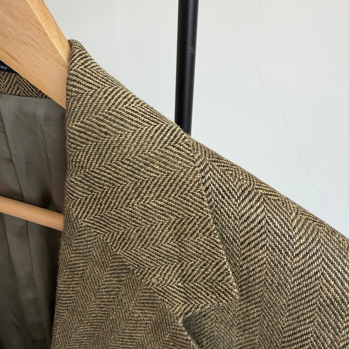 Polo Ralph Lauren (42R) Olive Green 100% Flax Tweed Herringbone Sport Coat