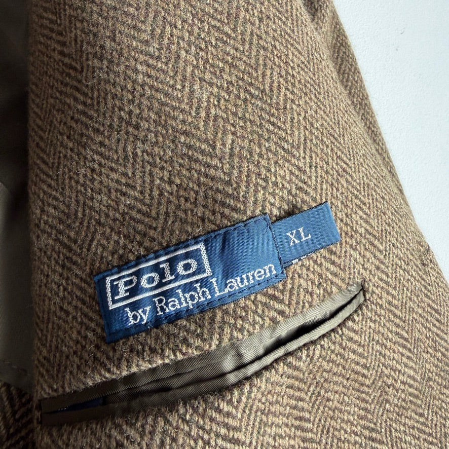 Polo Ralph Lauren (46L, XL) Olive Herringbone Wool Hacking Jacket