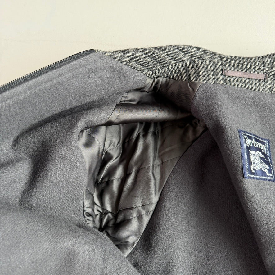 VNTG Burberry (36 / M) Tweed Wool Gray Raglan Sleeve Jacket
