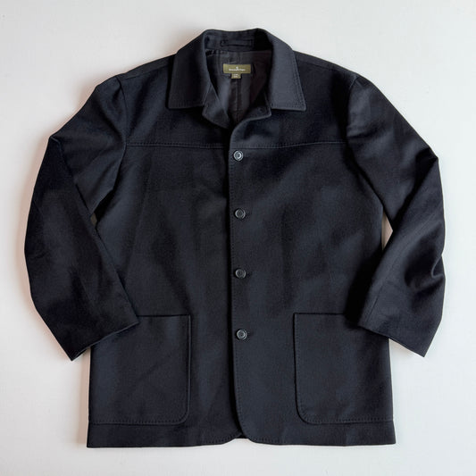Ermenegildo Zegna (52IT / L) 100% Cashmere Flannel Black Car Coat