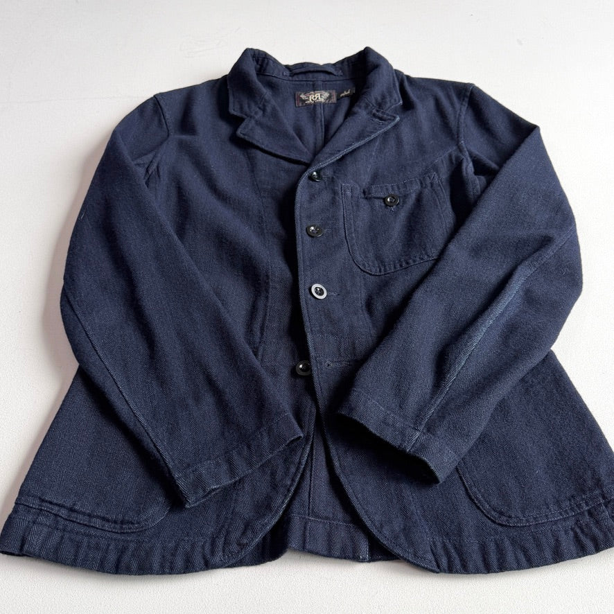 RRL Ralph Lauren (S) Indigo Brushed Cotton/Wool Herringbone Sport Coat