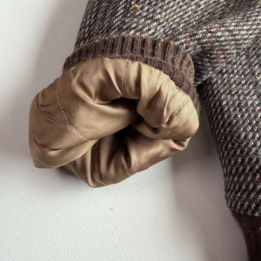 VNTG Burberry (XL) Tweed Melange Wool Raglan Sleeve Bomber Jacket