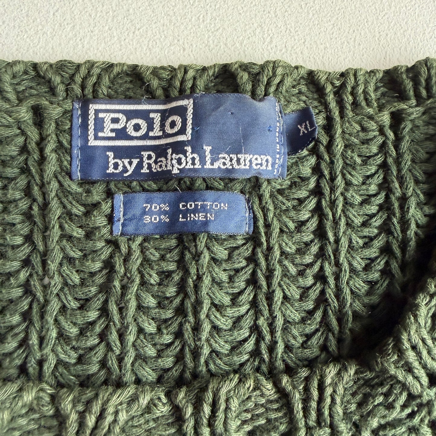 VNTG Polo Ralph Lauren (XL) Cotton/Linen Rib Knit Stripe Sweater