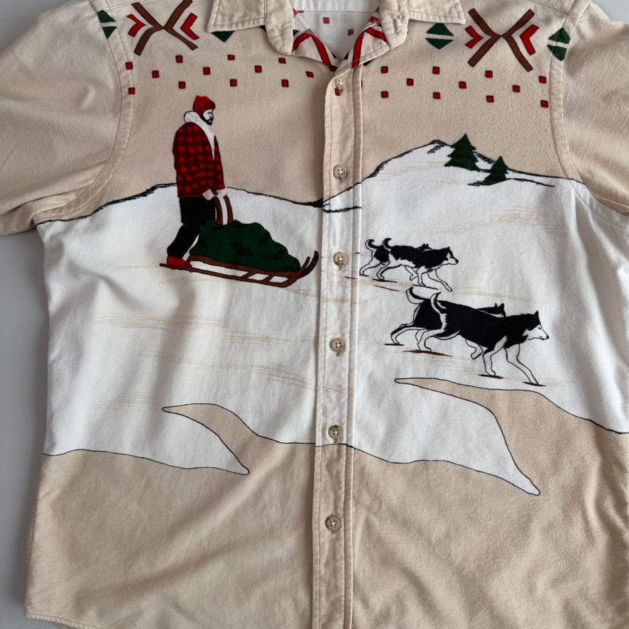 VNTG Polo Ralph Lauren (M) Arctic Sled Dog Flannel Cotton Shirt