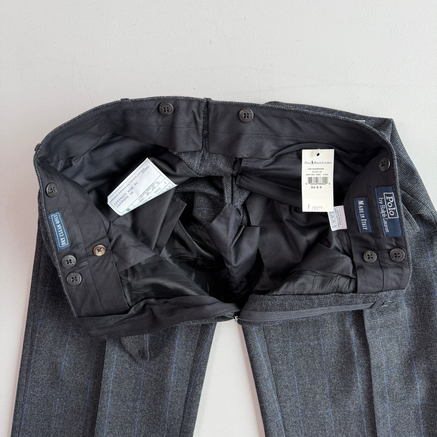 NWT VNTG Polo Ralph Lauren (34W) Wool Pleated Blue-Overcheck Trouser Pants